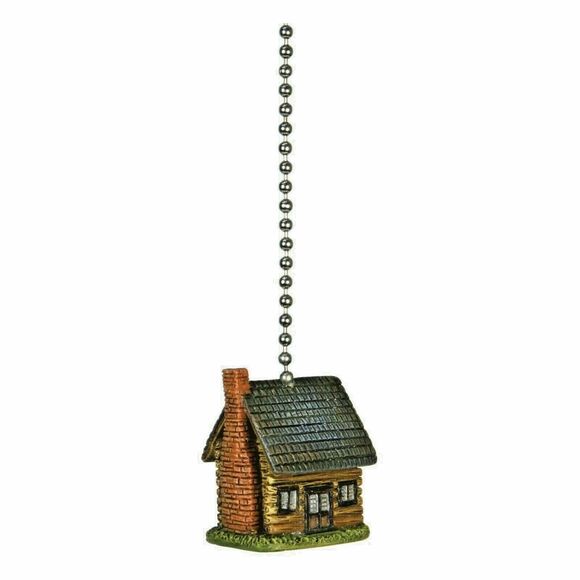 River's Edge Brown Log Cabin Ceiling Fan Pull Ornament 12-Inch Chain Lodge Gift - Picture 1 of 4